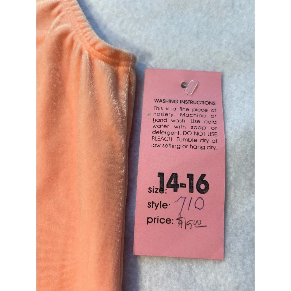 Jenni Rose Girls Peach Velvet Leotard Sleeveless Dance Gymnastics 14-16